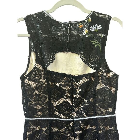 ABS by Allen Schwartz Lace Embroided Floral Sheath Dress Women's Black Size 4 - Picture 5 of 9